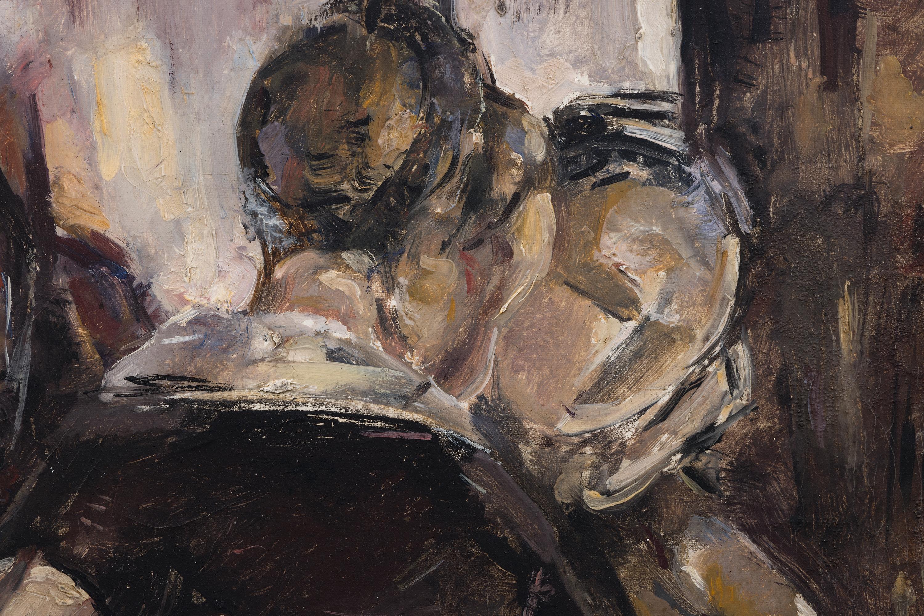 La Comida - Abstract Painting Nero di Maria Blanchard