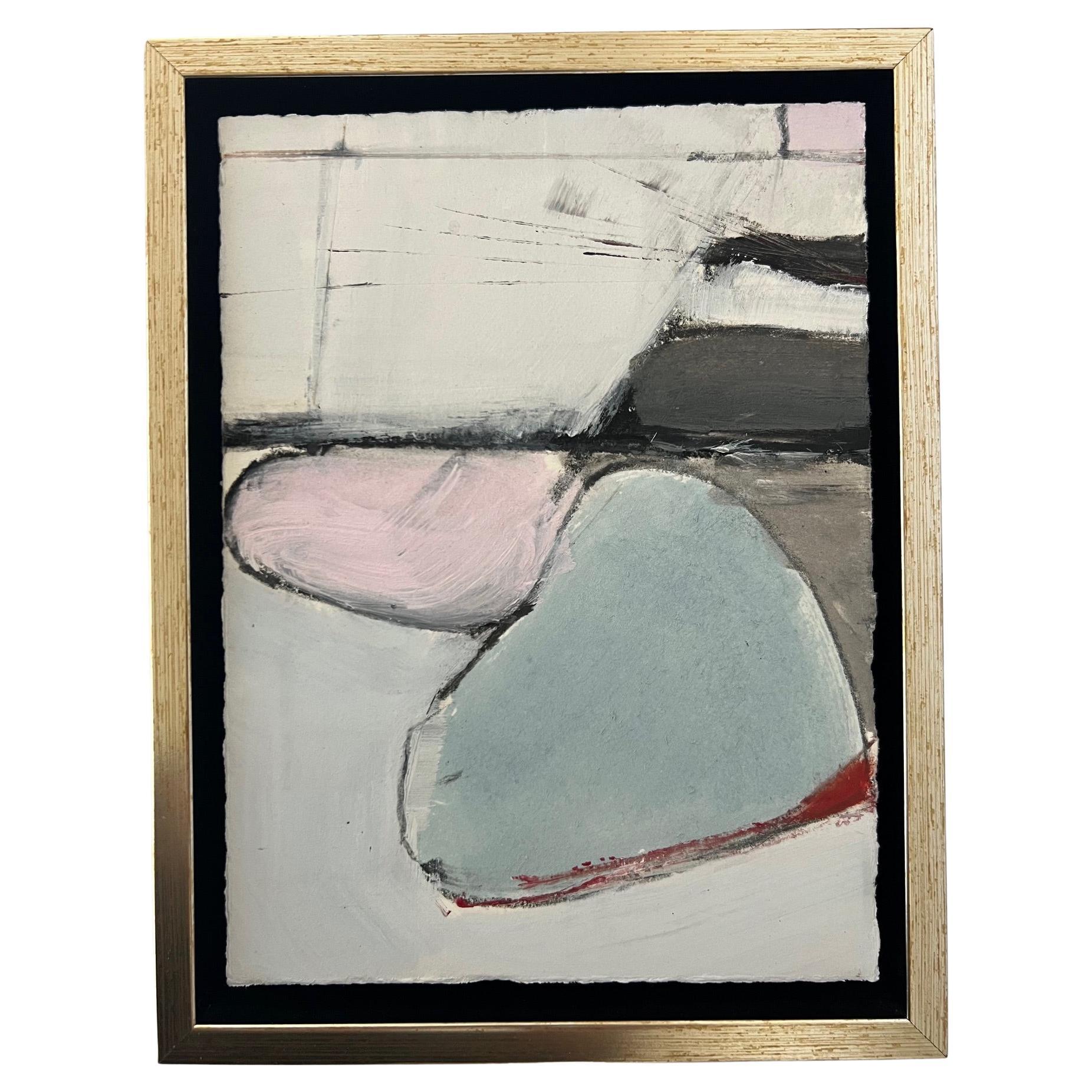 Mixed media on paper in float frame by Bay Area artist Maria Burtis For Sale