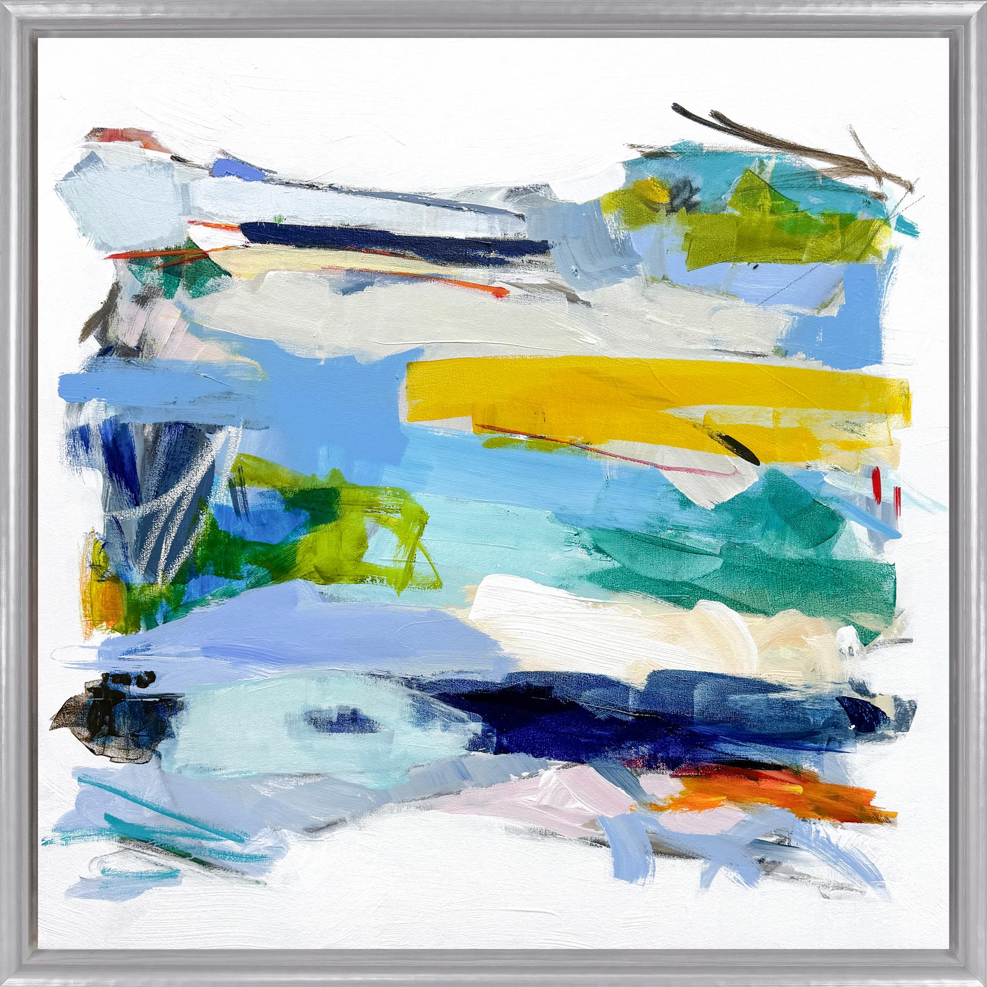 "Consonance 5" Zeitgenössische abstrakte Acrylmalerei auf Leinwand mit Rahmen