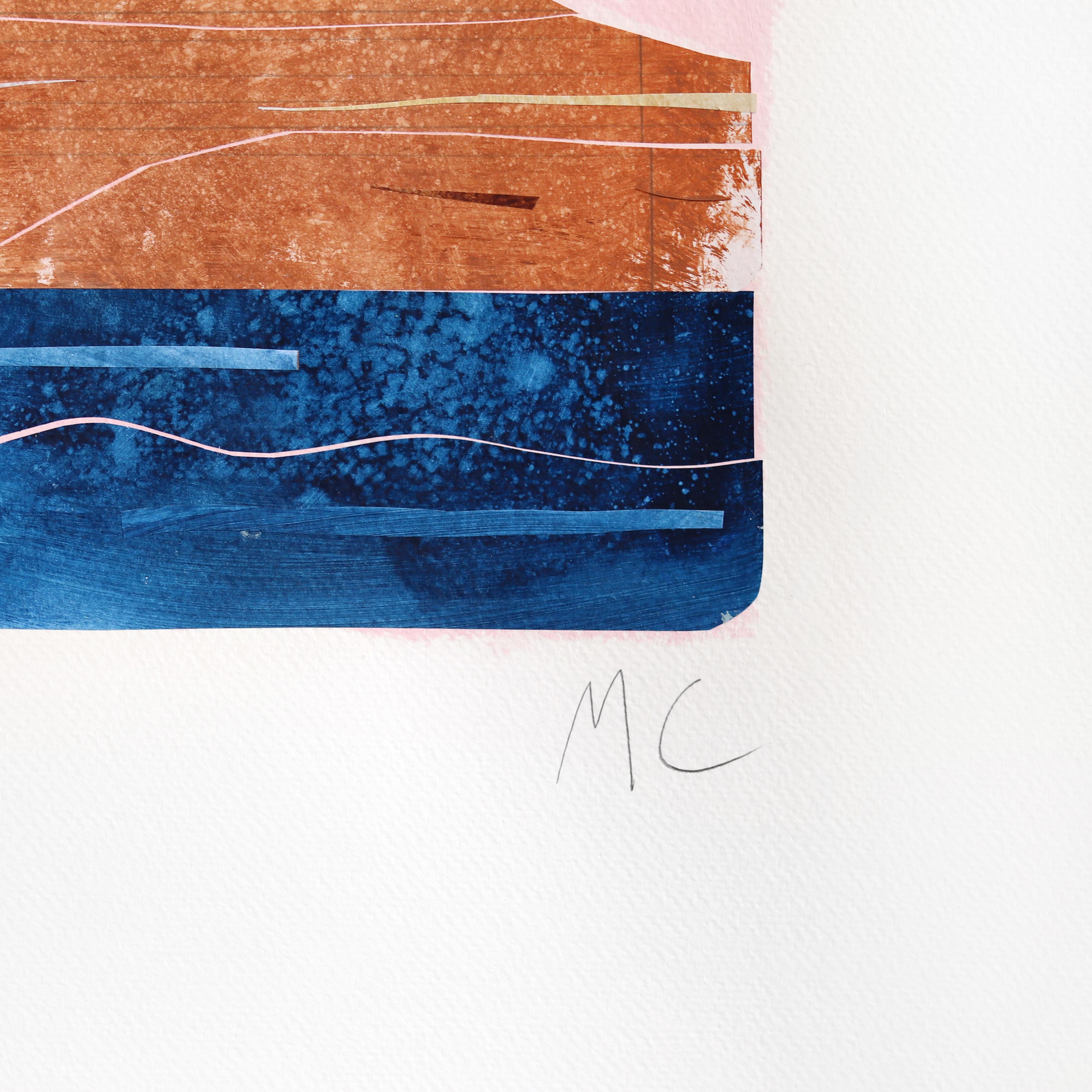 A Pink Sky - Abstract Colorful Urban Collage Mixed Media Artwork on Paper For Sale 4