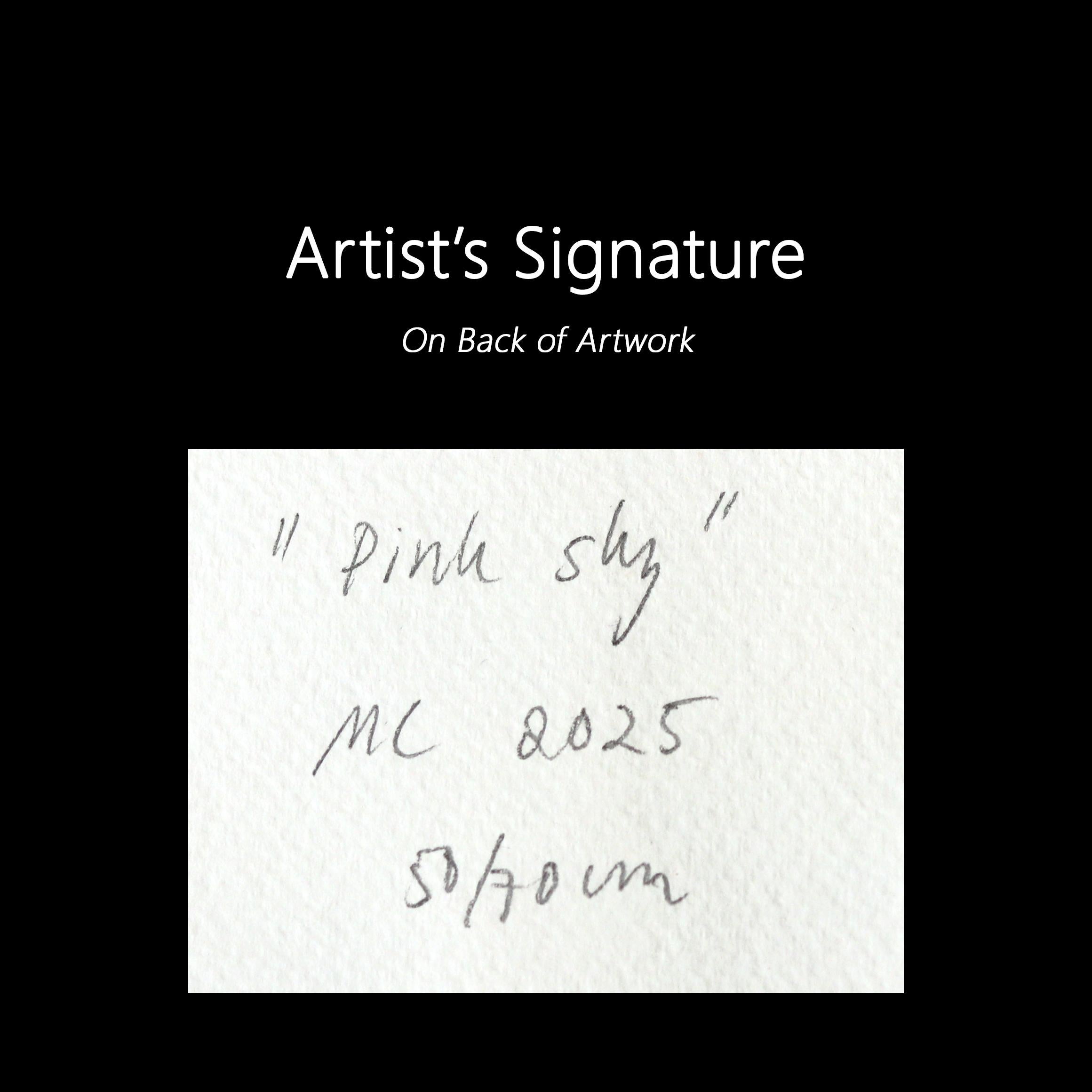 A Pink Sky - Abstract Colorful Urban Collage Mixed Media Artwork on Paper For Sale 5