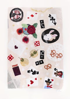 Abra Cadabra - Original Obra de Arte Collage de Naturaleza Muerta Abstracta y Caprichosa sobre Papel