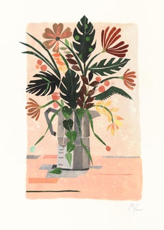 American Espresso - Collage Original Floral Naturaleza Muerta Caprichosa