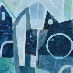 Blue Sky - Architectural Still Life Cool Tone Mixed Media Collage on Paper