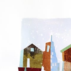 Central Park Dreams - Architectural Color Drenched Mixed Media Collage Artwork