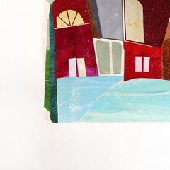 City of Palms - Abstract Urban Color Drenched Collage Mixed Media Art on Paper