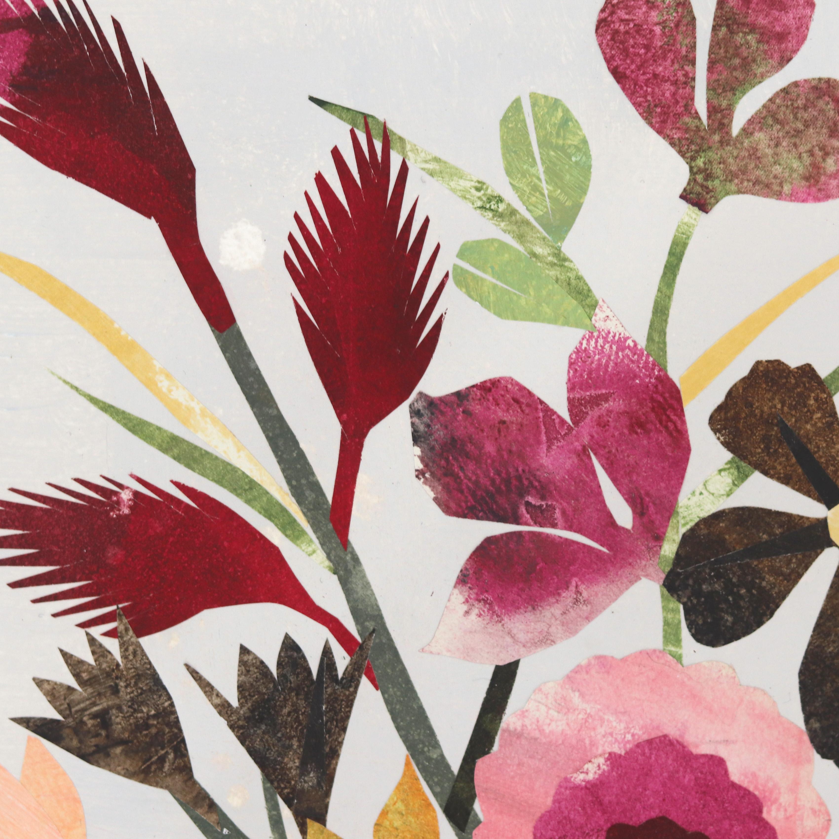 ¿Qué tal? (Estrellas rosas) - Collage original Naturaleza muerta caprichosa floral roja en venta 1
