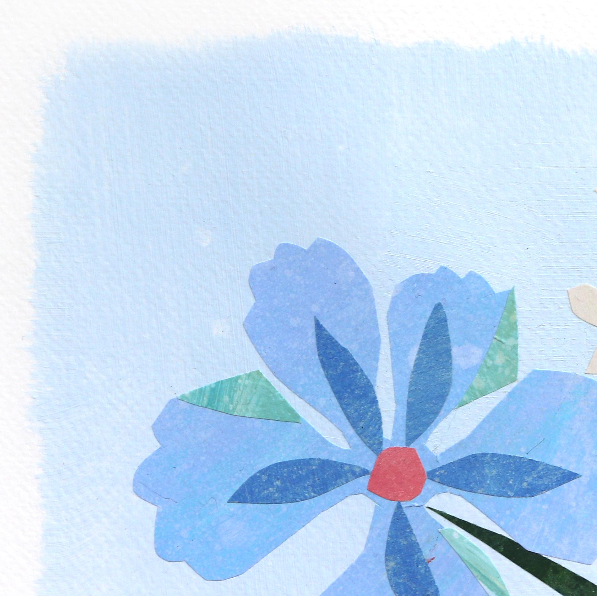 Guten Tag! (Rosen) - Original blaue, geblümte Arrangement in Stiefel-Stillleben-Kunstwerk – Art von Maria C. Bernhardsson