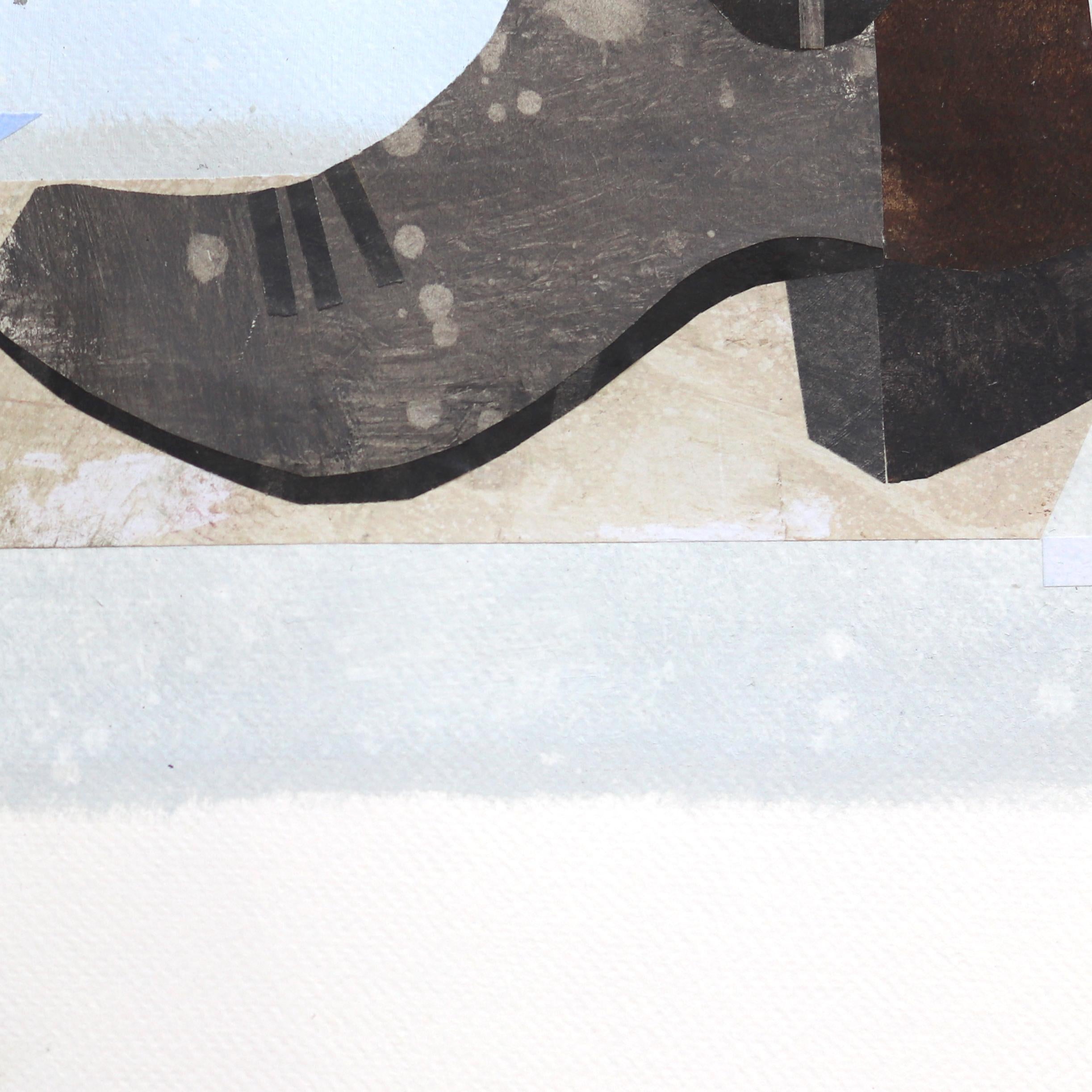 Guten Tag! (Rosen) - Original blaue, geblümte Arrangement in Stiefel-Stillleben-Kunstwerk (Surrealismus), Art, von Maria C. Bernhardsson