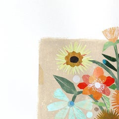 Howdy! (Spring Flowers) - Quirky Still Life Collage Mixed Media Art on Paper