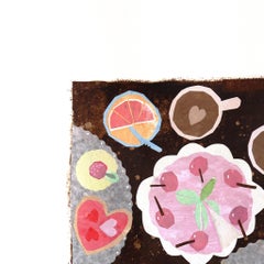 Es ist Zeit für ein Dessert - Pastellton Mixed Media Lebensmittel Stillleben Collage Kunst