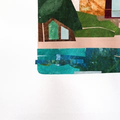 L.A. and the Beach - Quirky Architectural Color Drenched Mixed Media Painting