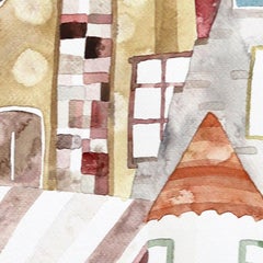 Facciate di L.A. - Stravaganti pastelli architettonici astratti, acquerello di paesaggio