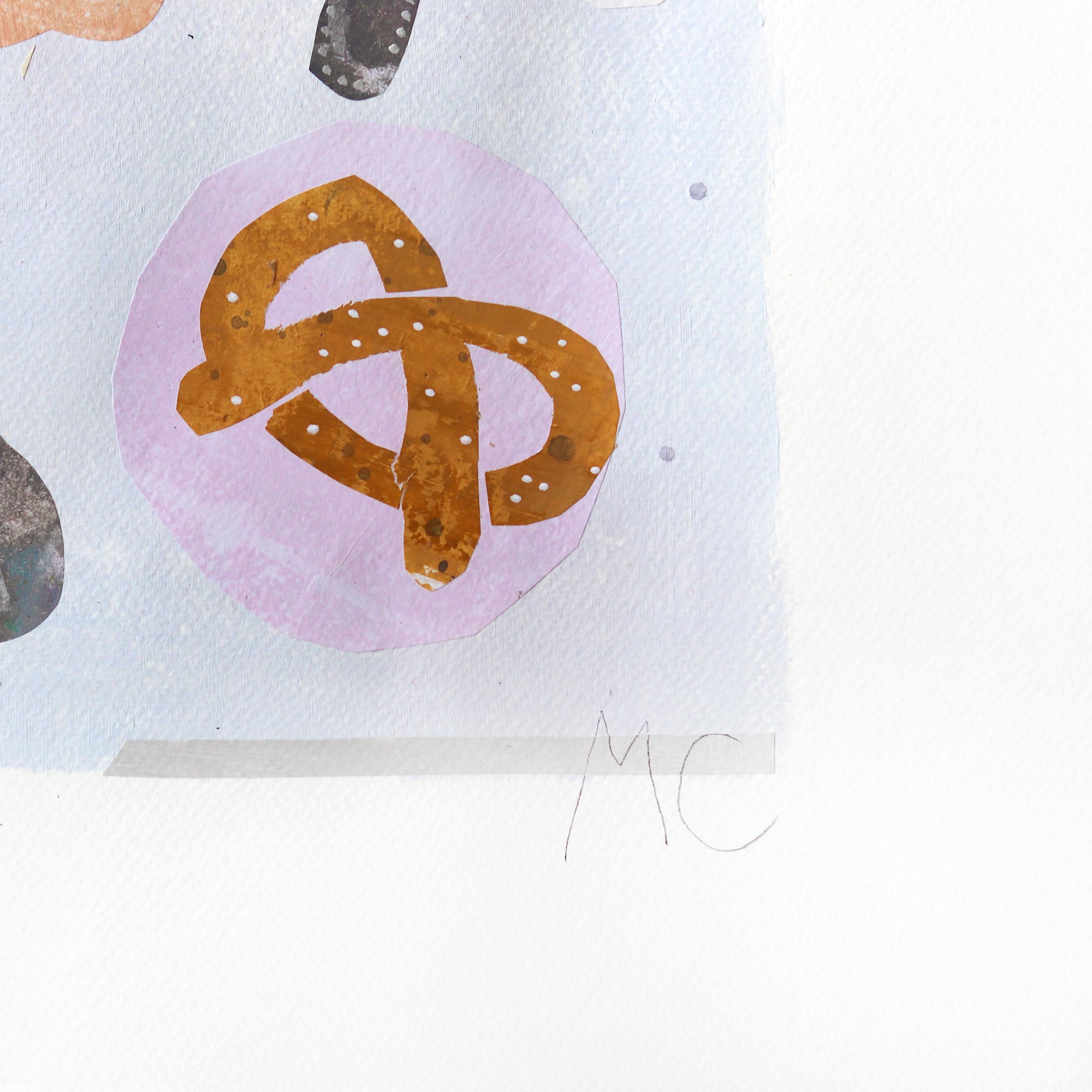 Lazy Sunday Morning - Original Abstract Food Still Life Collage Artwork on Paper For Sale 3