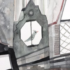 Melrose Animal House - Pittura architettonica astratta monocromatica ad acquerello