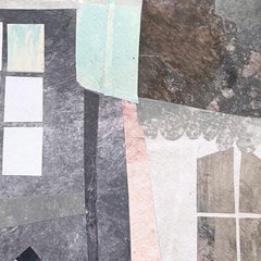 My Home Town - Architectural Grey Tone Still Life Mixed Media Collage on Paper