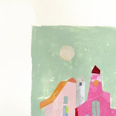 Nueva York, Central Park - Naturaleza Muerta Urbana Abstracta y Colorida Arte Collage sobre Papel