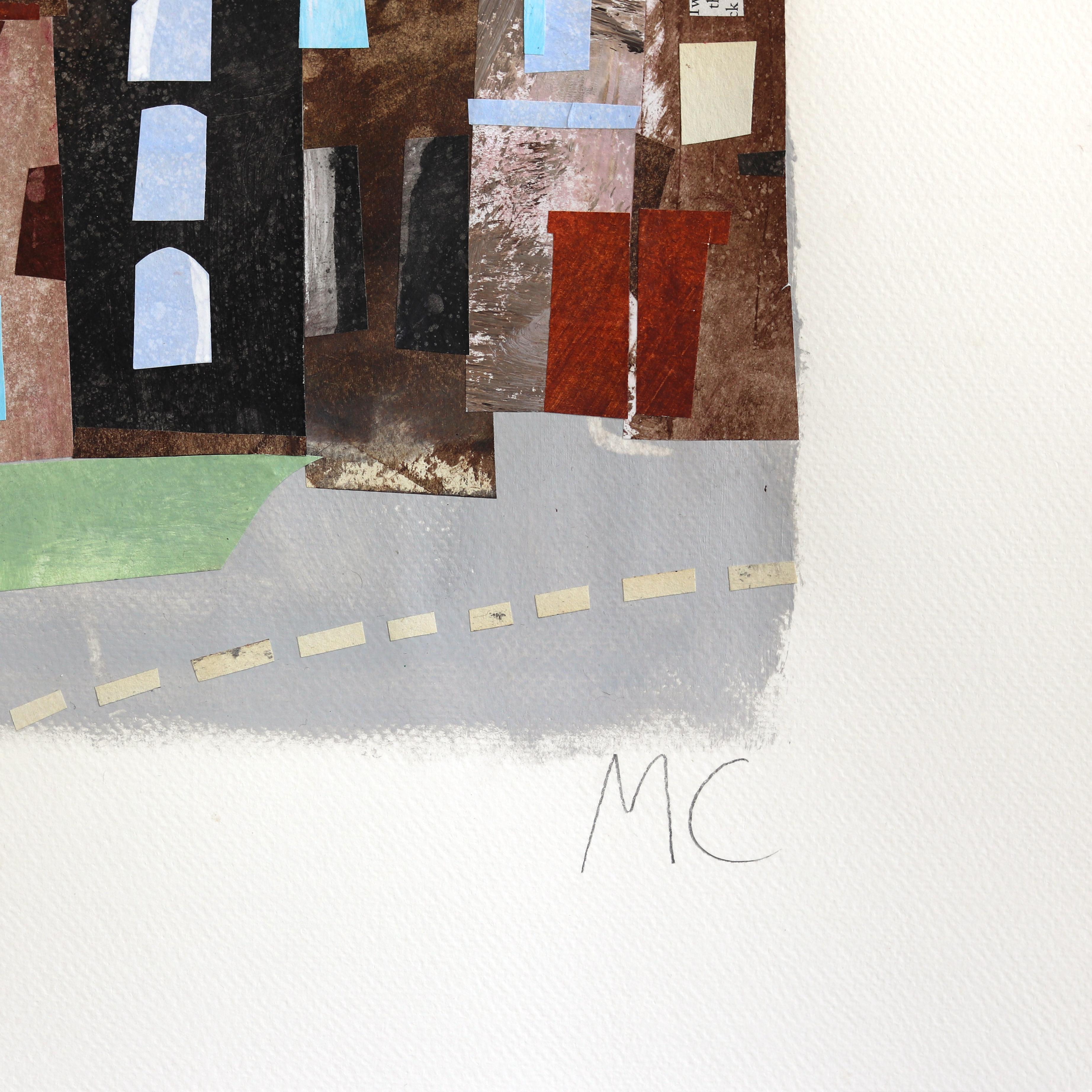 New York, The Bridge - Abstract Colorful Urban Still Life Collage Art on Paper en vente 3