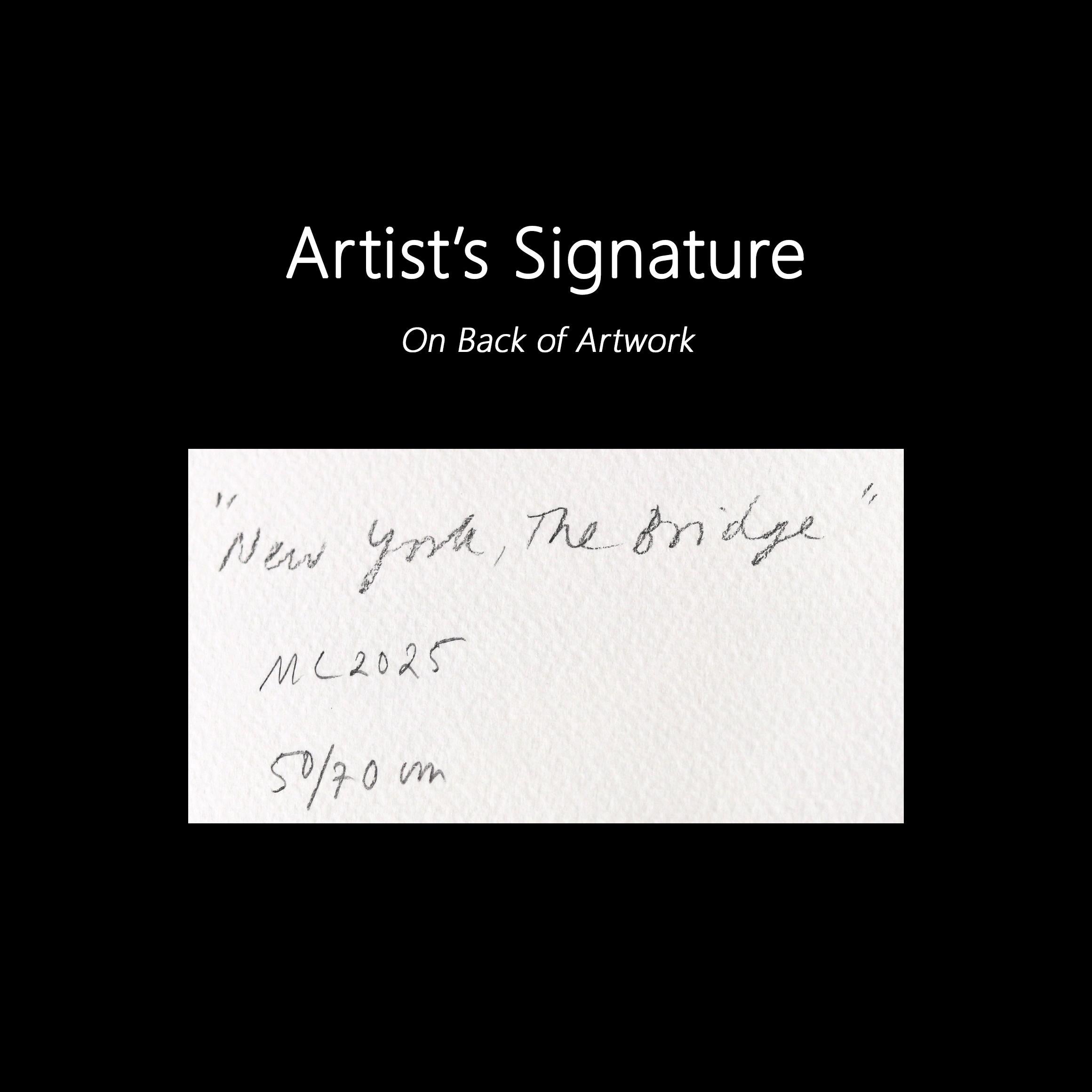 New York, The Bridge - Abstract Colorful Urban Still Life Collage Art on Paper en vente 4