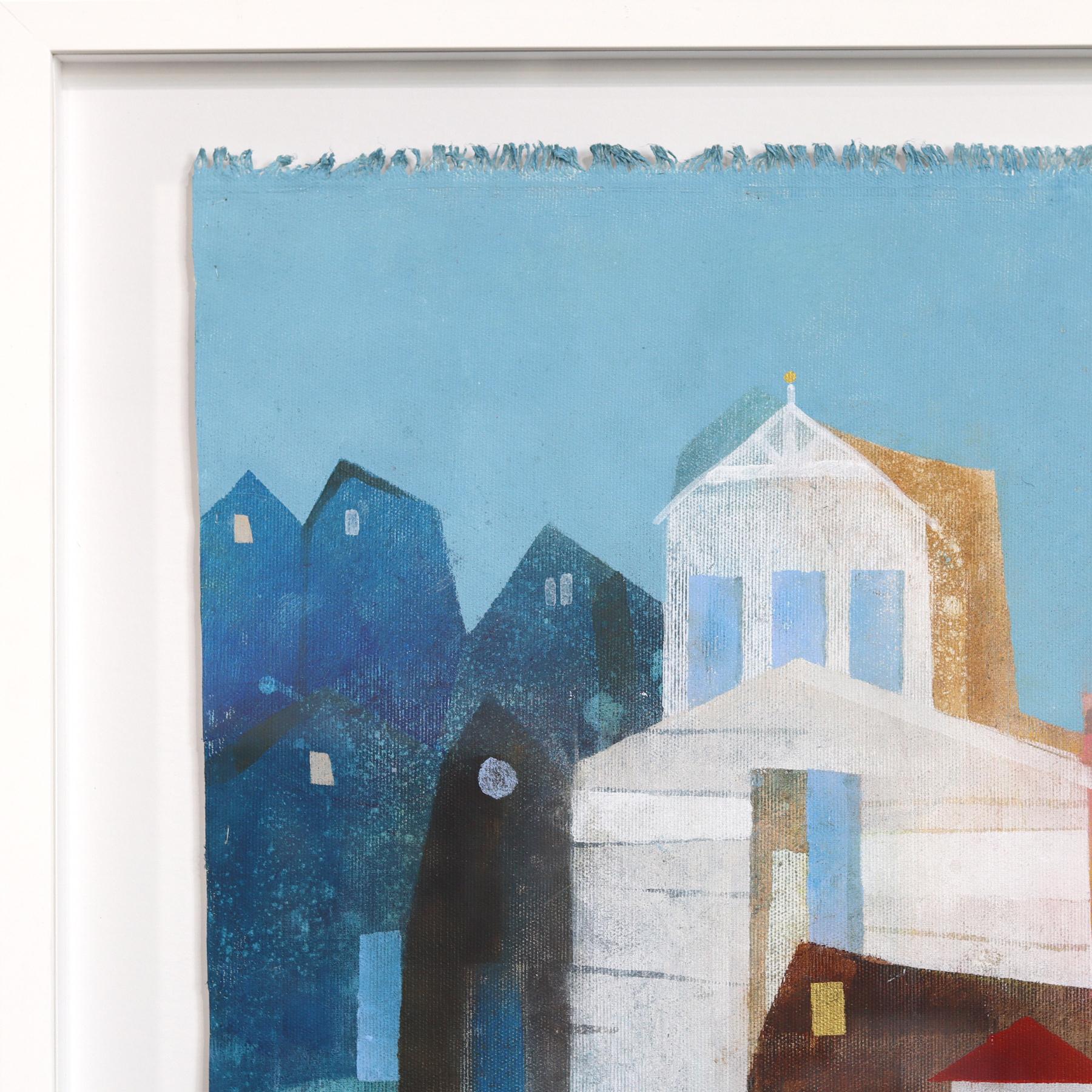 Sailing Through The Day - Abstract Colorful Urban Collage Mixed Media Artwork For Sale 2