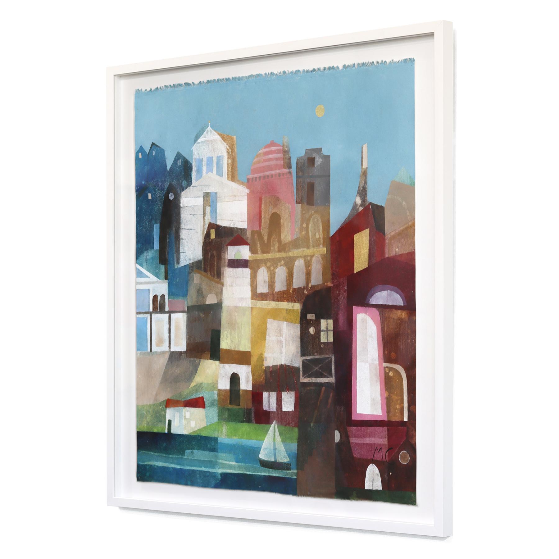 Sailing Through The Day - Abstract Colorful Urban Collage Mixed Media Artwork For Sale 3