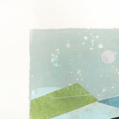 Seaside - Abstract Cool Tone Landscape Collage Mixed Media Artwork on Paper