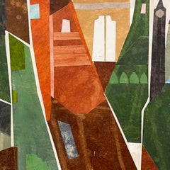 Rascacielos - Naturaleza Muerta Arquitectónica Colorida Collage de Técnica Mixta sobre Papel