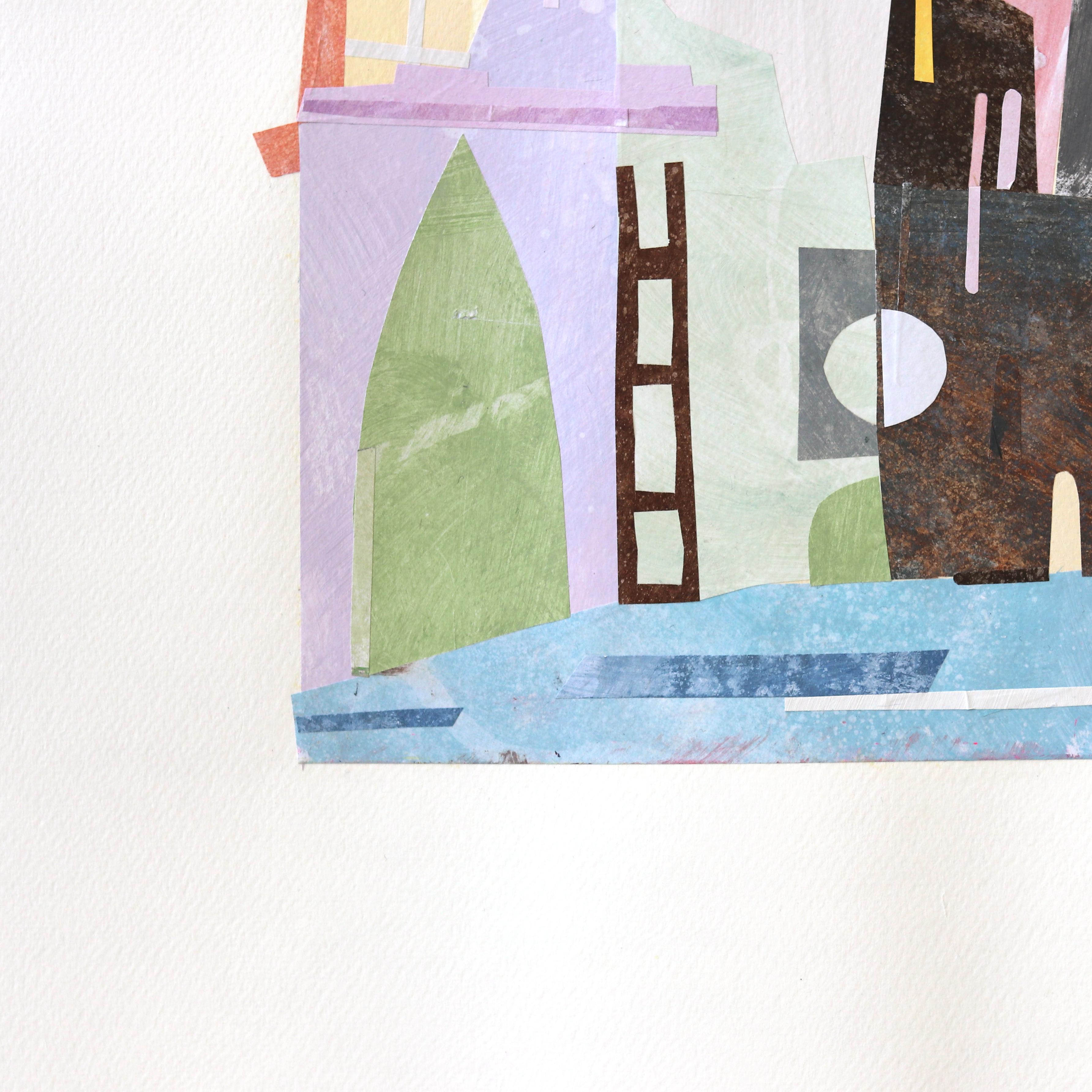 Springtime - Abstract Urban Color Drenched Collage Mixed Media Artwork on Paper en vente 1