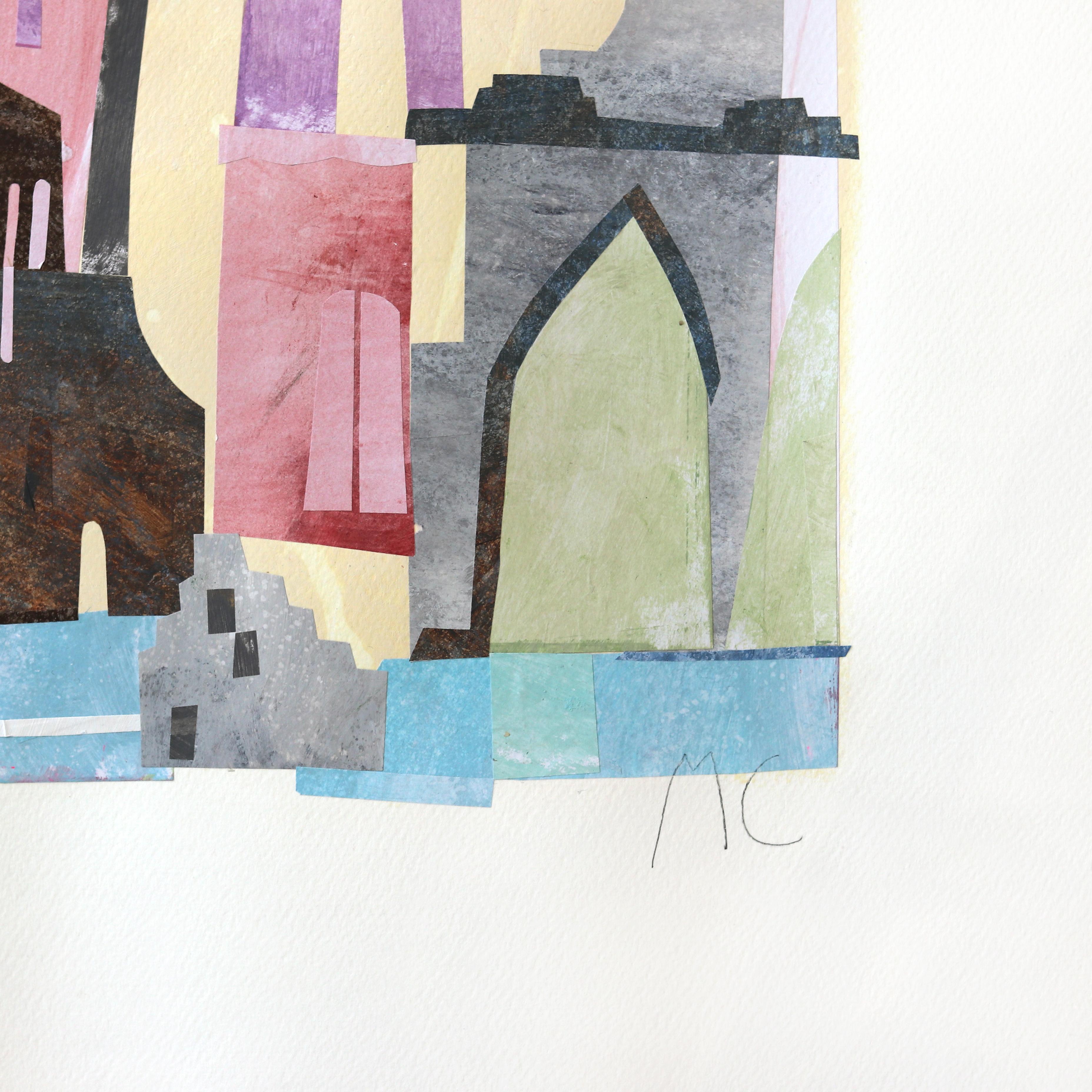 Springtime - Abstract Urban Color Drenched Collage Mixed Media Artwork on Paper en vente 4