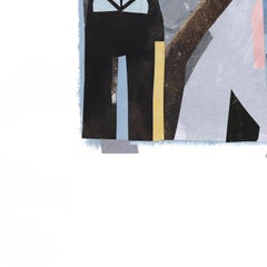 Sunrise - Original Cool Tone Abstract Urban Still Life Collage Artwork on Paper