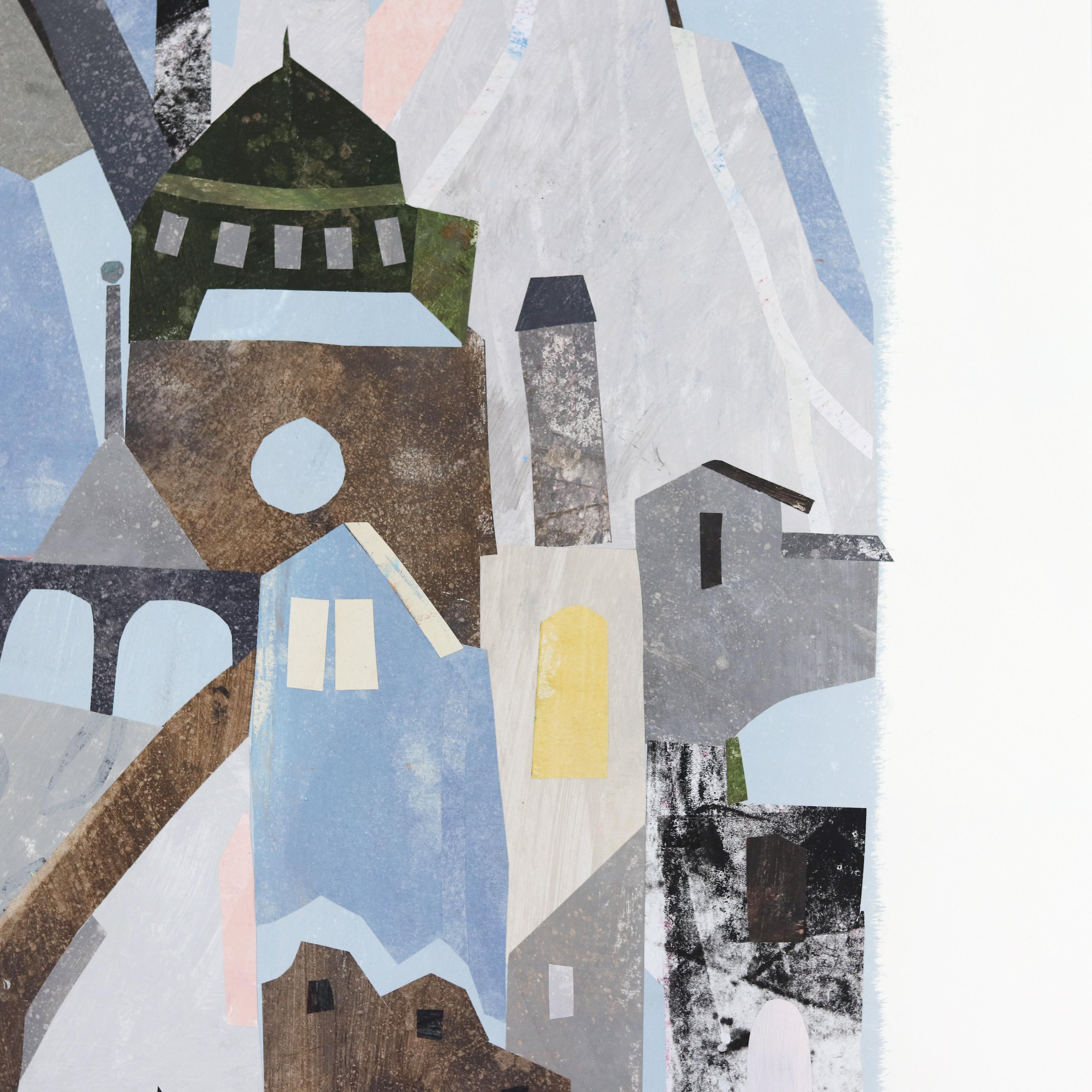 Maria C. Bernhardsson is a colorful artist who lives and paints in Sweden. Most of her works are influenced by the architecture and geometry of houses. Bernhardsson travels the world photographing and sketching houses to use as inspiration for her