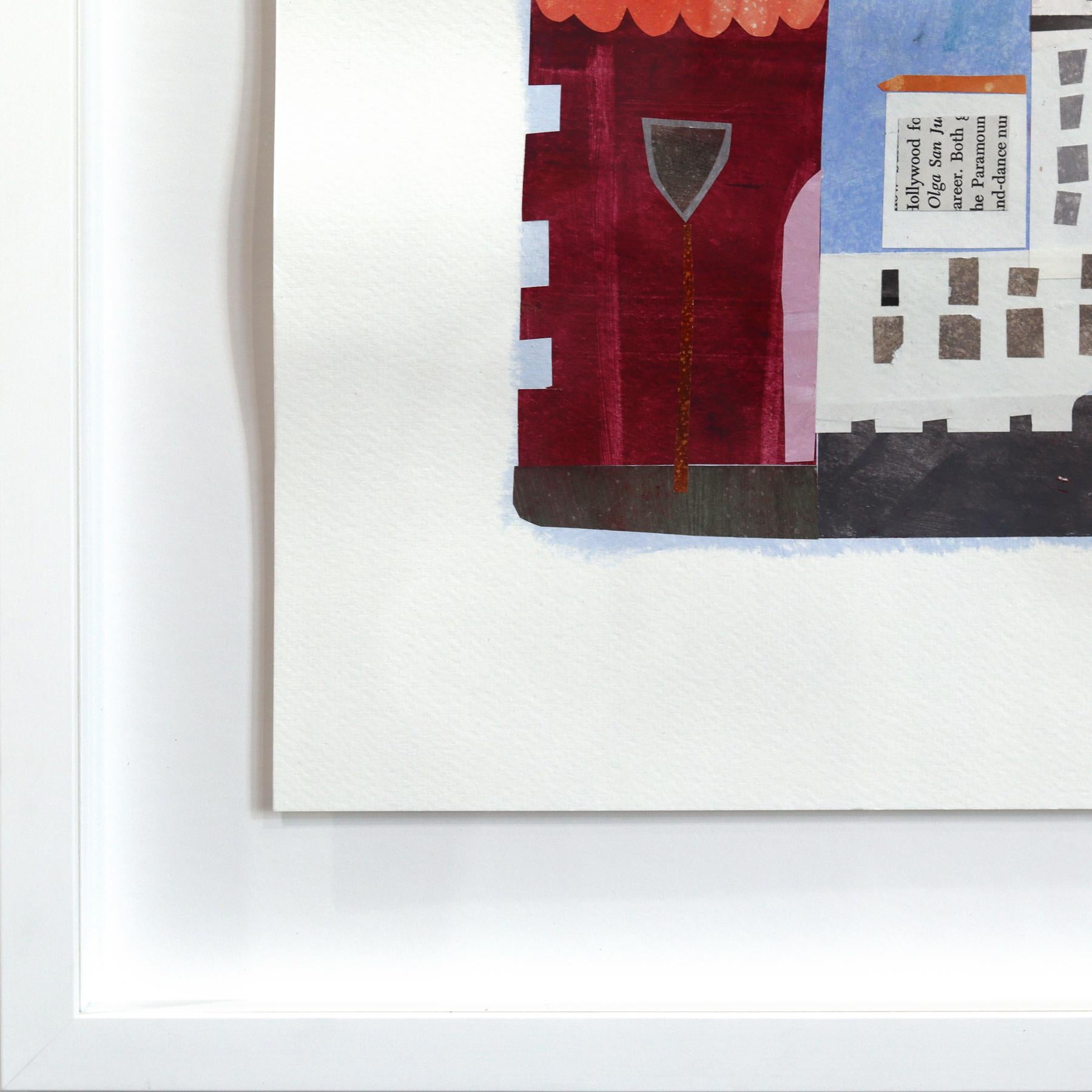 The Hills - Original Abstract Colorful Urban Still Life Collage Artwork Framed For Sale 4
