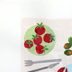 The Lobster Party 2 - Seafood Still Life Collage Mixed Media Artwork on Paper