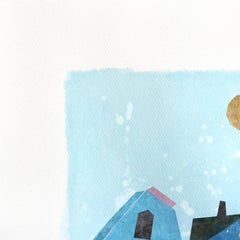 The Old Town - Original Vibrant Abstract Neighborhood Landscape Collage Artwork