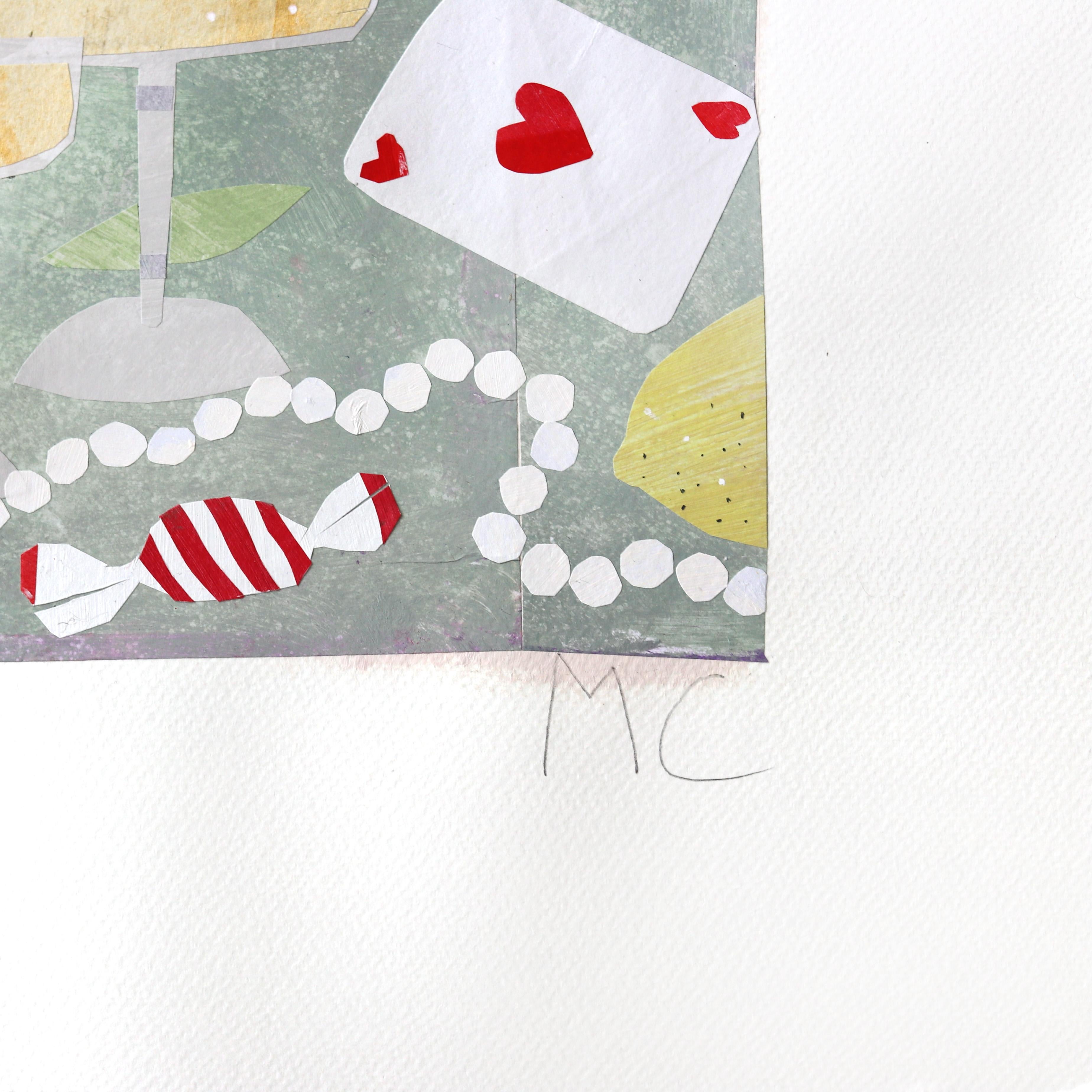 A Valentin - Collage original de nature morte romantique et ludique sur papier en vente 2