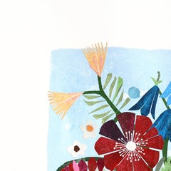 Western Bouquet - Bunte skurrile Stillleben Collage Mixed Media Kunst auf Papier