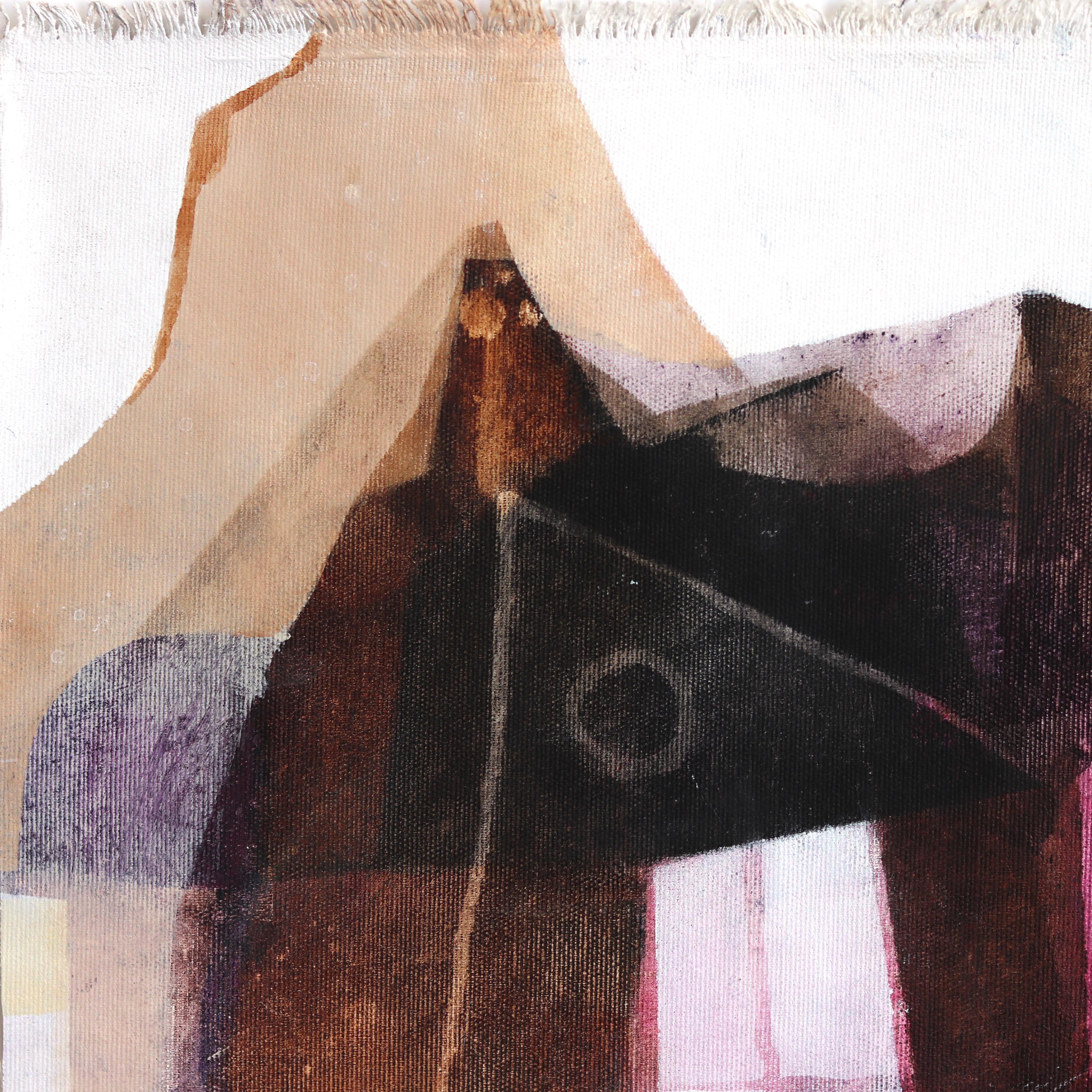 Beaujolais - Abstract Muted Tone Architectural Still Life Painting on Canvas - Black Abstract Painting by Maria C. Bernhardsson