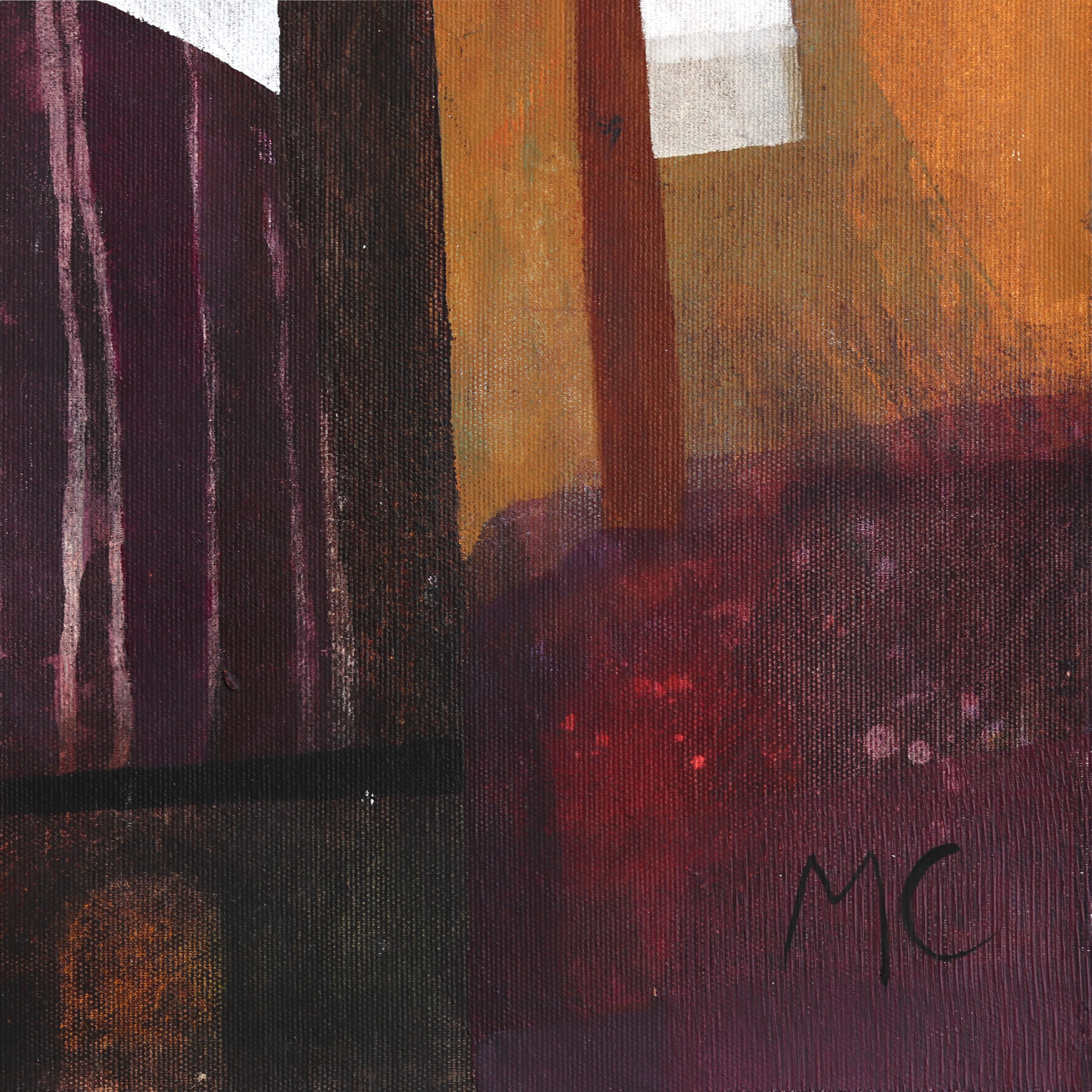 Beaujolais - Abstract Muted Tone Architectural Still Life Painting on Canvas For Sale 2