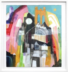 Brooklyn  -  Framed Original Colorful Abstract City Landscape Artwork on Canvas
