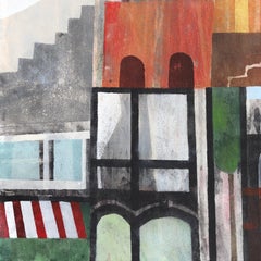 City Layers - Abstract Colorful Architectural Landscape Painting on Canvas