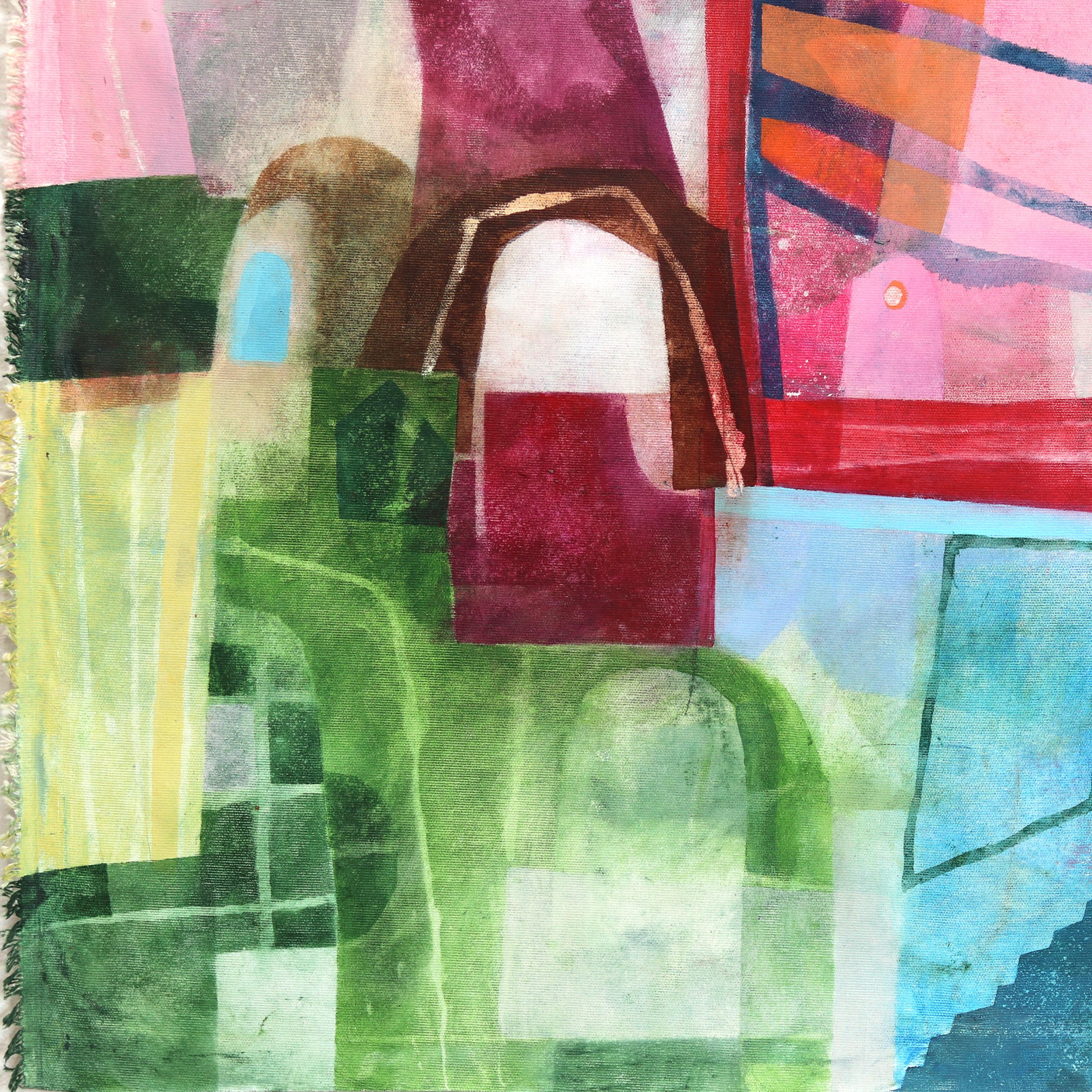 Ciudad de los Ángeles - Colorido paisaje urbano abstracto sobre lienzo - Painting de Maria C. Bernhardsson