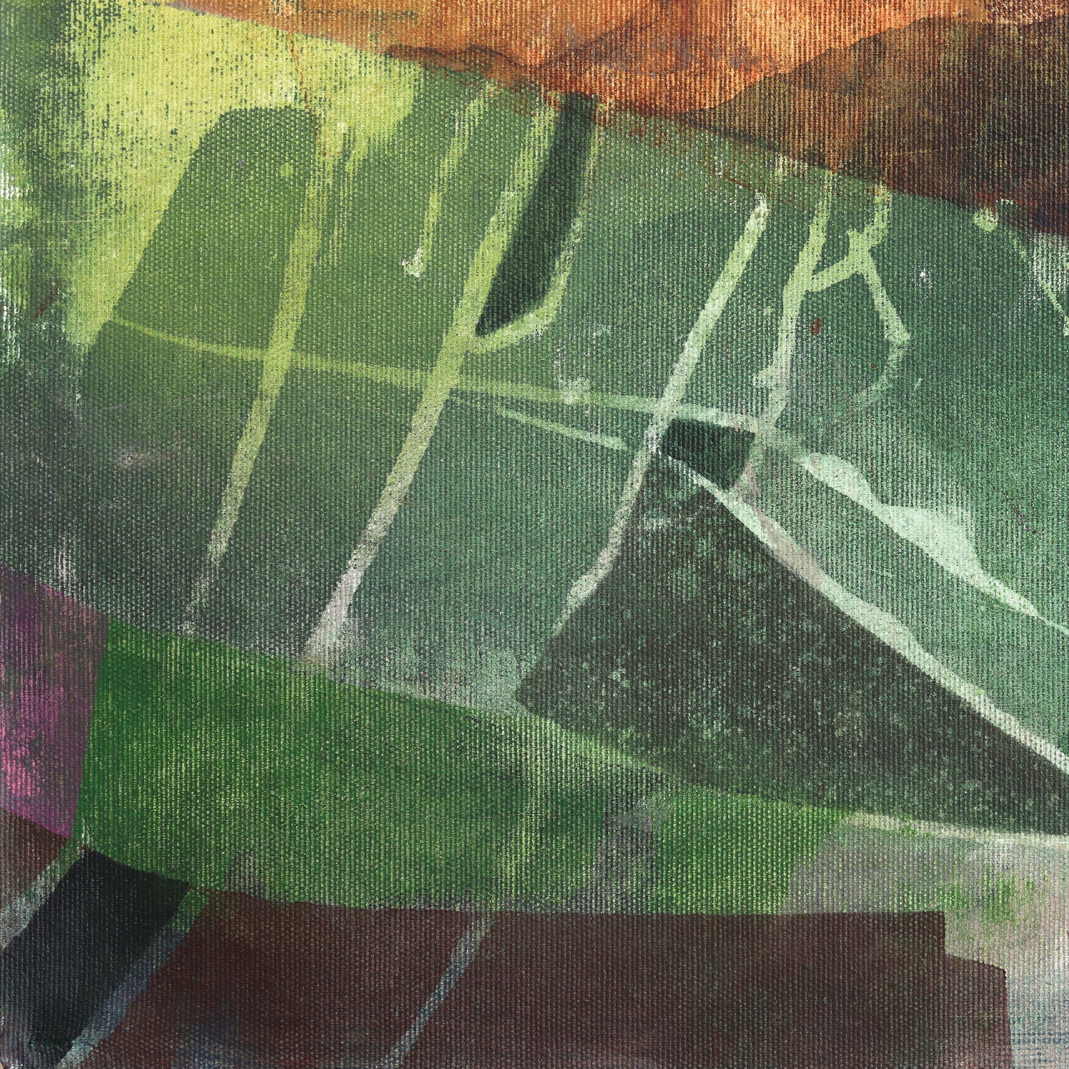 Homes on the Hills - Abstract Color Drenched Nature Landscape Painting on Canvas For Sale 1