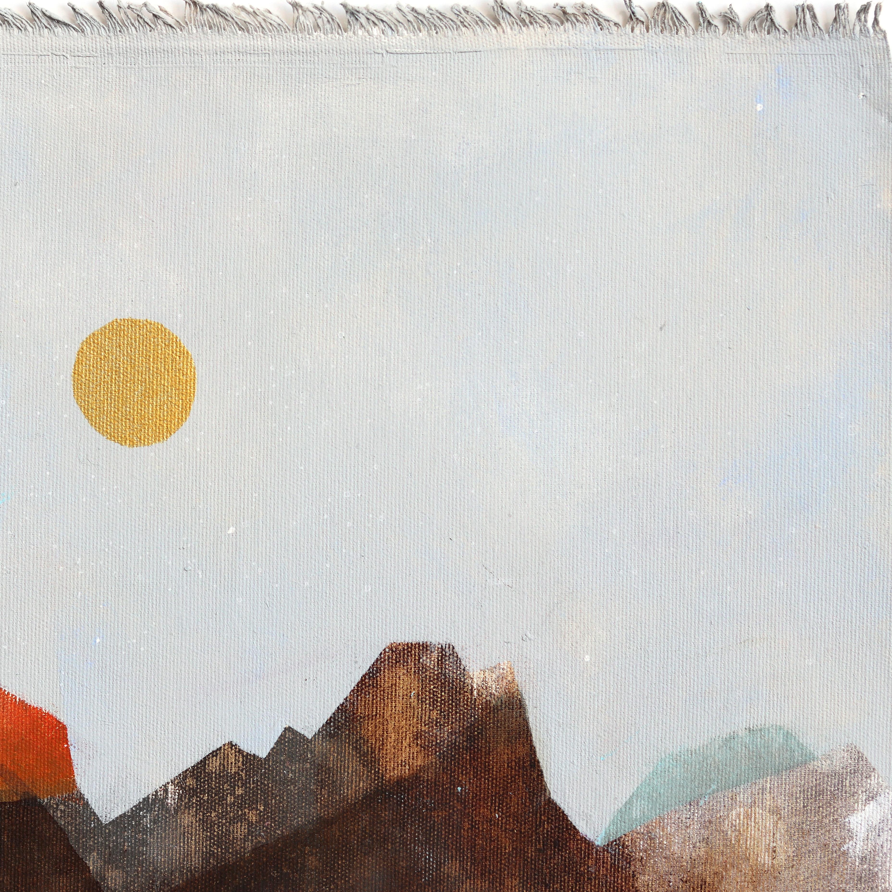 Homes on the Hills - Abstract Color Drenched Nature Landscape Painting on Canvas For Sale 2