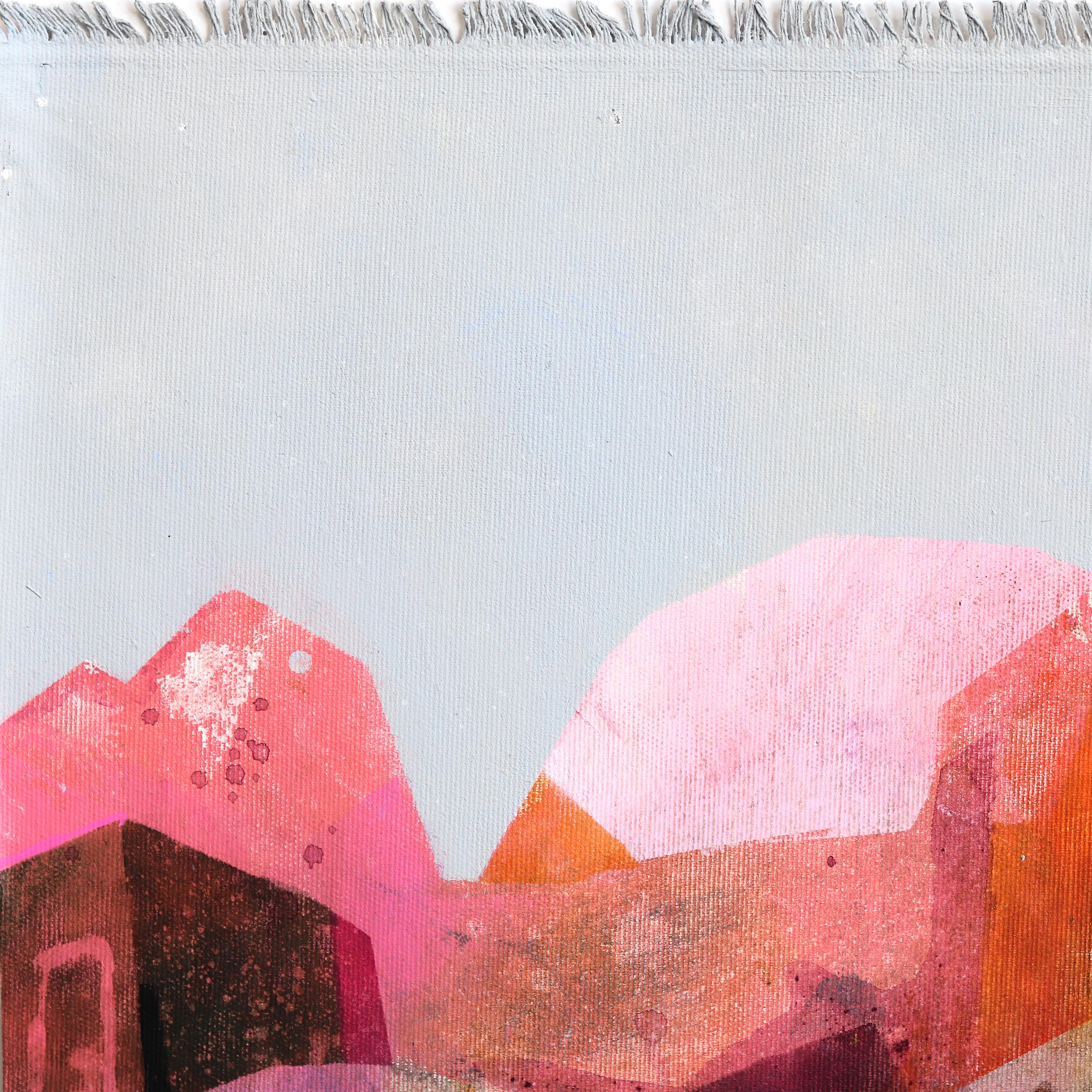 Homes on the Hills - Abstract Color Drenched Nature Landscape Painting on Canvas For Sale 3