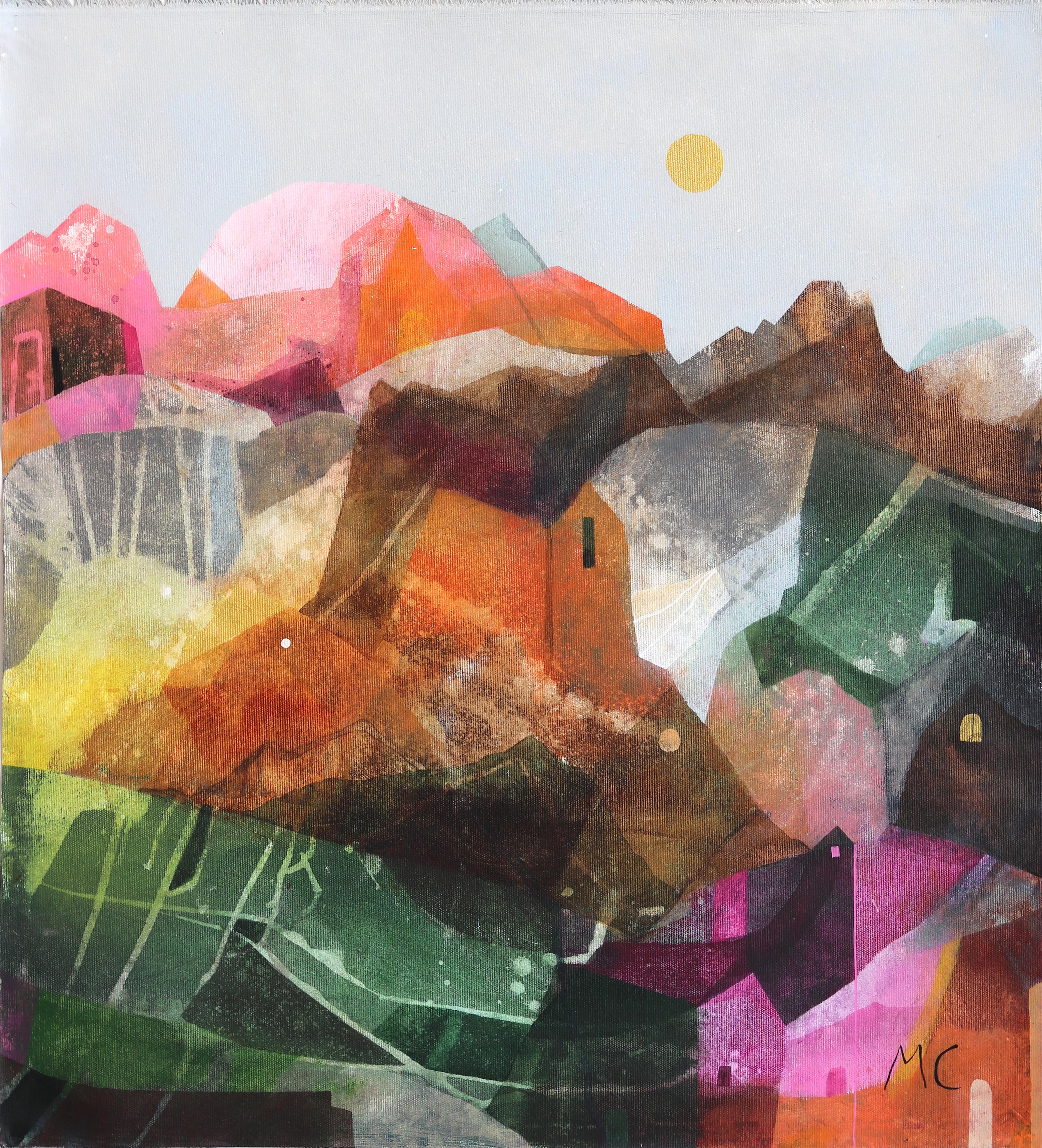 Maria C Bernhardsson's original artworks are influenced by the architecture and geometry of houses. Born in Sweden, Bernhardsson travels the world photographing and sketching houses to use as inspiration for her canvas and paper artworks. Her