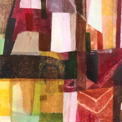 House on a Hill 2 - Abstract Color Drenched Architectural Painting on Canvas