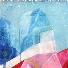 Houses and Sunrise - Abstract Color Drenched Architectural Painting on Canvas