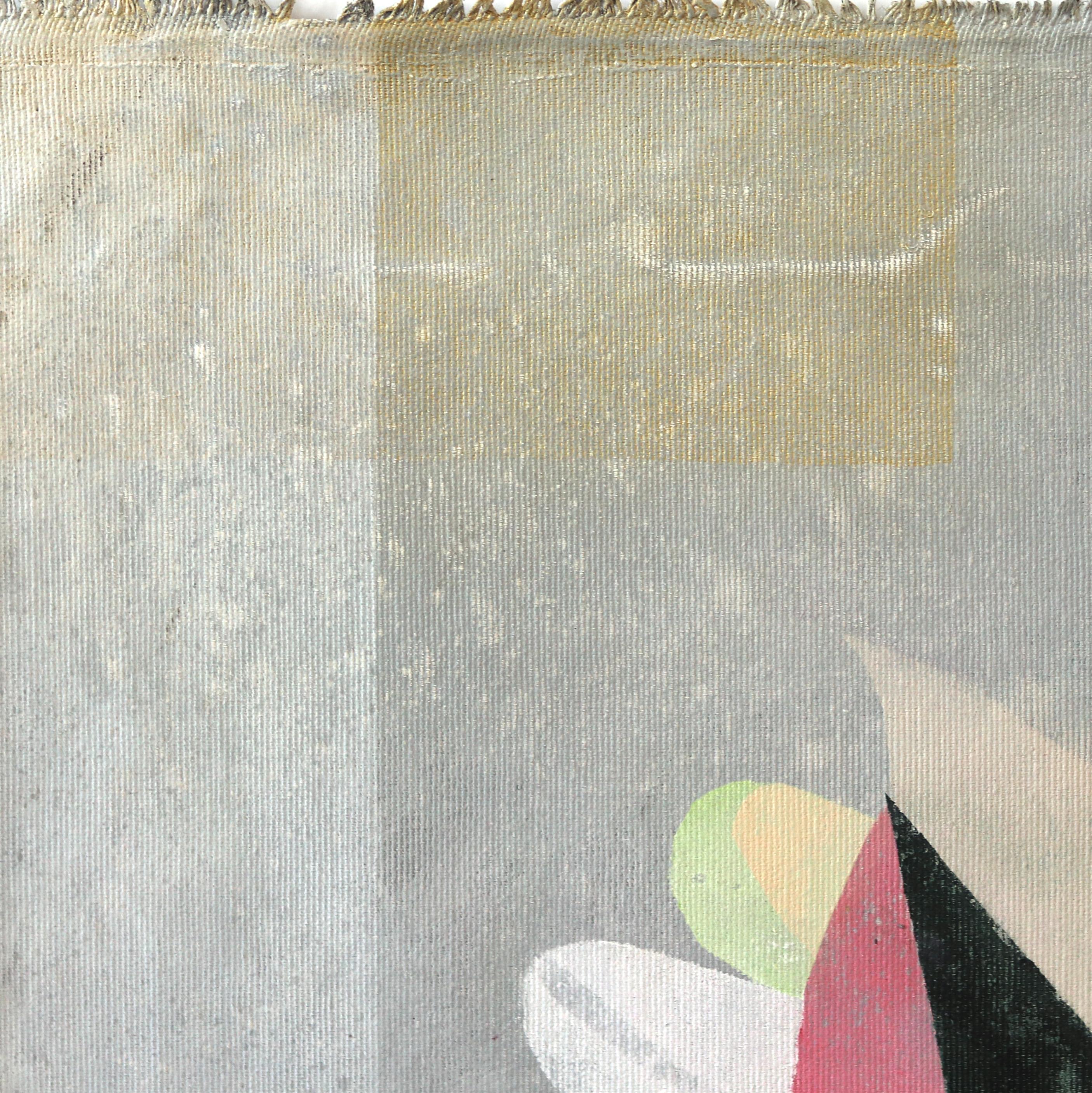 Beso de una rosa - Bodegón floral colorido sobre lienzo - Still-Life Painting Gris de Maria C. Bernhardsson