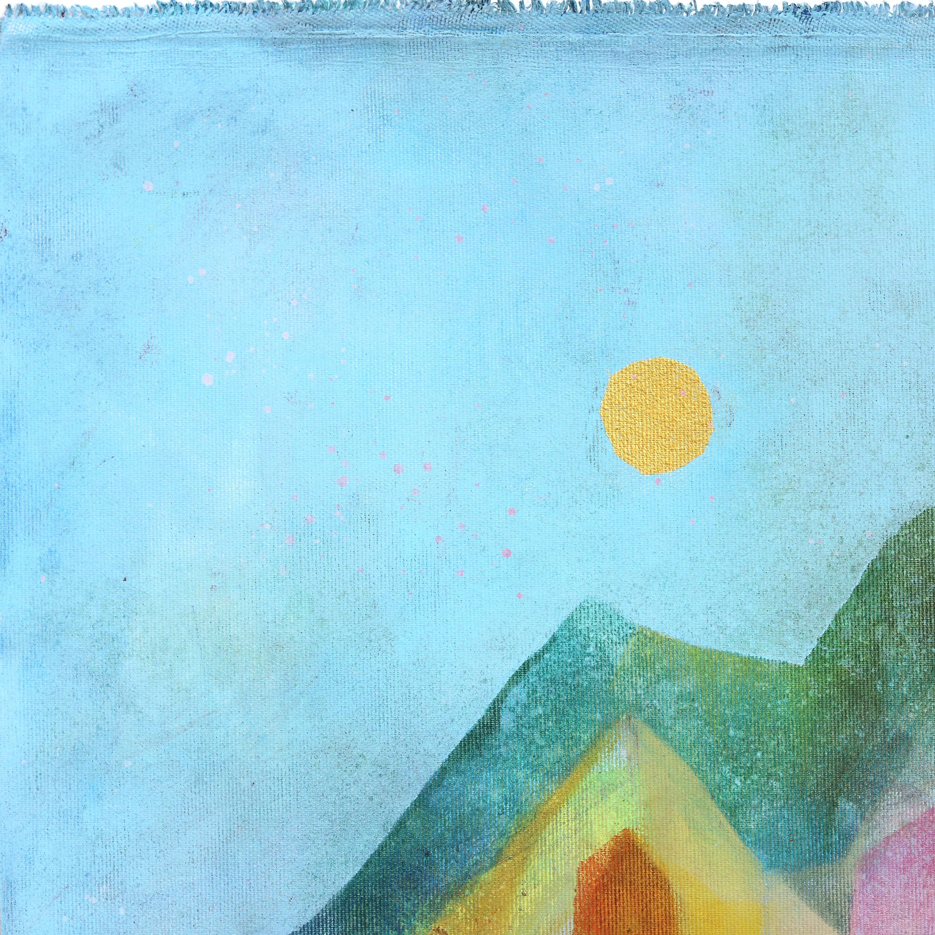 Scaliamo le montagne - Grande paesaggio astratto colorato di Nature su tela - Painting di Maria C. Bernhardsson
