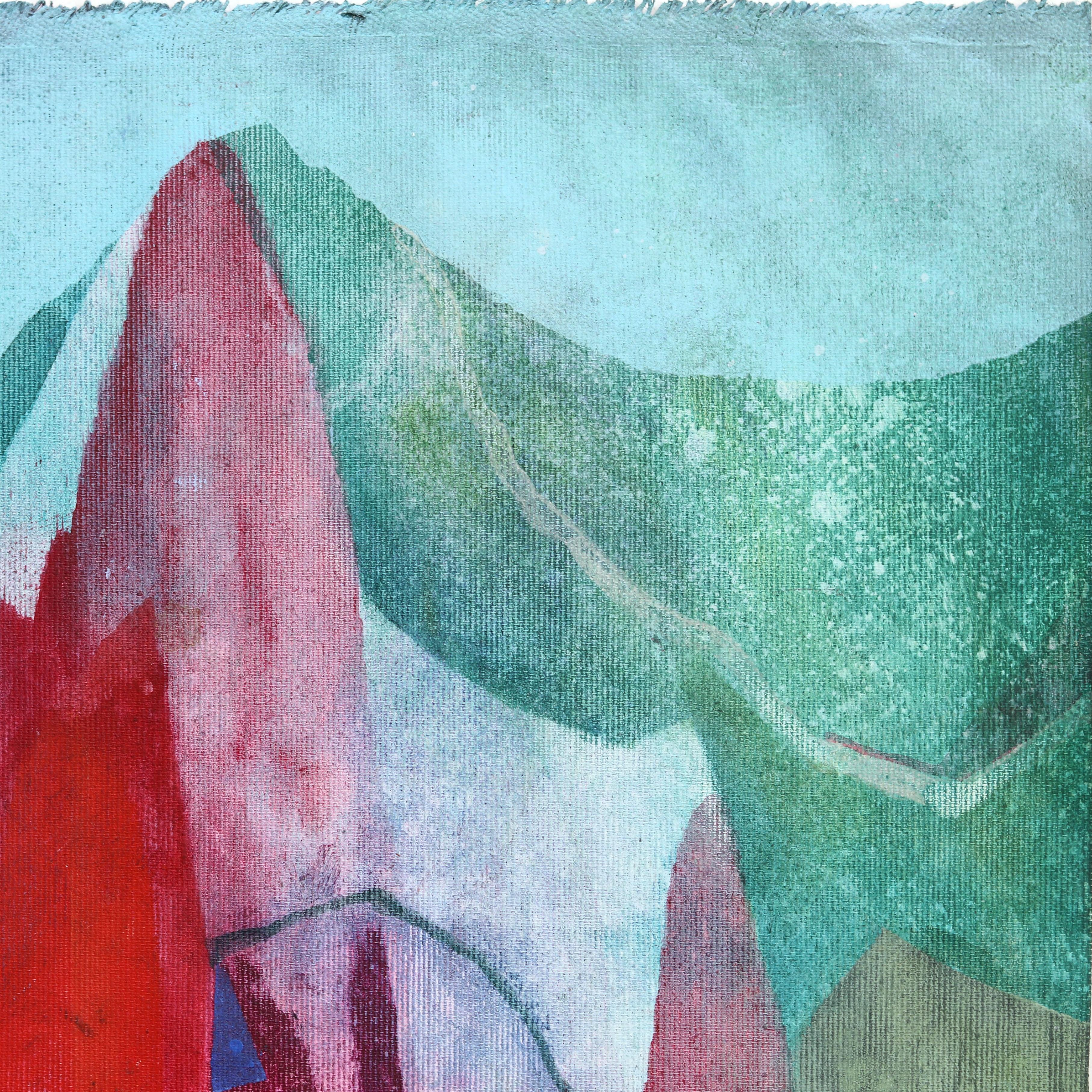 Scaliamo le montagne - Grande paesaggio astratto colorato di Nature su tela - Painting Astratto di Maria C. Bernhardsson